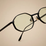 Opulent Black Green Gradient Hexagon Sunglasses