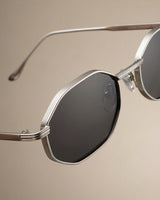 Opulent Silver Black Hexagon Sunglasses