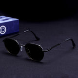 Phantom Gun-Silver Green Hexagon Sunglasses