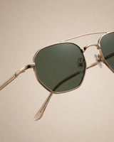 Phantom Gold Green Hexagon Sunglasses