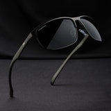 Radiant Black Polarized Rectangle Sunglasses