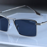 Rebel Silver Black Rectangle Sunglasses