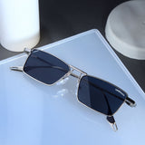 Rebel Silver Black Rectangle Sunglasses