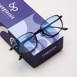Regal Black Blue Gradient Oval Sunglasses