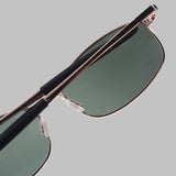 Swiftor Gold Green Polarized Rectangle Sunglasses | UV400
