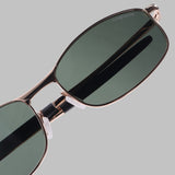 Swiftor Gold Green Polarized Rectangle Sunglasses | UV400