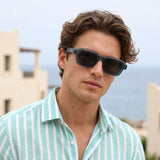 Walter Teal Black Square Sunglasses
