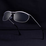 Champion Silver Black Polarized Rectangle Sunglasses for Men | UV400