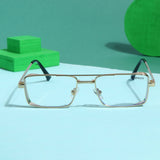 OPERA. Gold Clear Rectangle Sunglasses