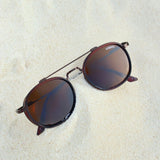 Full Brown SG4612 Metal Frame Round Sunglasses