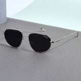 Opal. Silver Black Pilot Sunglasses