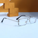 OPERA. Silver Clear Rectangle Sunglasses