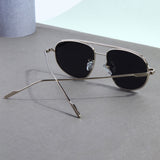 Opal. Silver Black Pilot Sunglasses