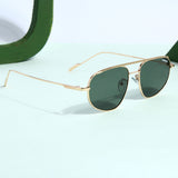 Opal. Gold Green Pilot Sunglasses