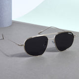Opal. Silver Black Pilot Sunglasses