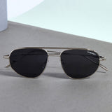 Opal. Silver Black Pilot Sunglasses