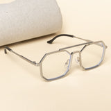 Commando silver clear square sunglasses with a silver metal frame.