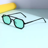 Commando V1 Rectangle Black Green Sunglasses