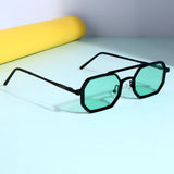 Commando V1 Rectangle Black Green Sunglasses