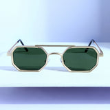 Commando V1 Rectangle Gold Green Sunglasses