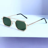 Commando V1 Rectangle Gold Green Sunglasses