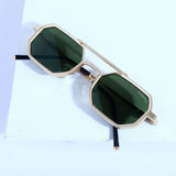 Commando V1 Rectangle Gold Green Sunglasses