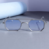 Commando V1 Rectangle Silver Blue Gradient Sunglasses