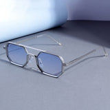 Commando V1 Rectangle Silver Blue Gradient Sunglasses