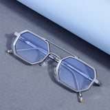 Commando V1 Rectangle Silver Blue Gradient Sunglasses