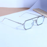 Commando V1 Rectangle Silver Clear Sunglasses