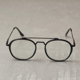 Black Transparent SG4612 Metal Frame Round Sunglasses