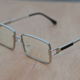 Walker Silver Clear Rectangle Sunglasses