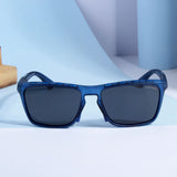 Hawk Blue Black Polarized Rectangle TR90 Sunglasses