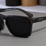 Hawk Grey Black Polarized Rectangle TR90 Sunglasses