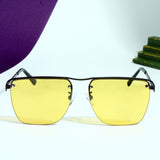 Heldish. Black Yellow Square Sunglasses