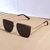 Heldish. Gold Black Square Sunglasses