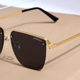Heldish. Gold Black Square Sunglasses