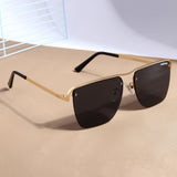 Heldish. Gold Black Square Sunglasses
