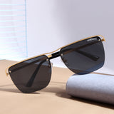 Heldish. Gold Black Square Sunglasses