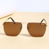 Heldish. Gold Brown Square Sunglasses