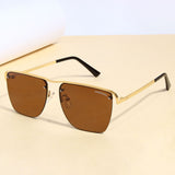 Heldish. Gold Brown Square Sunglasses