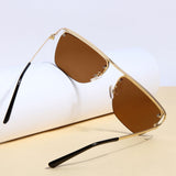 Heldish. Gold Brown Square Sunglasses
