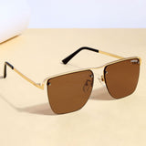 Heldish. Gold Brown Square Sunglasses