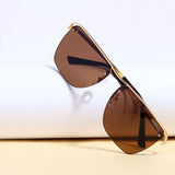 Heldish. Gold Brown Square Sunglasses