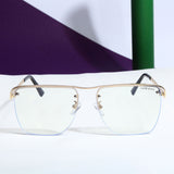Heldish. Gold Clear Square Sunglasses