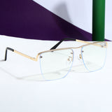 Heldish. Gold Clear Square Sunglasses