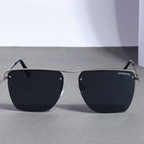 Heldish. Silver Black Square Sunglasses