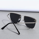 Heldish. Silver Black Square Sunglasses