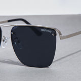 Heldish. Silver Black Square Sunglasses