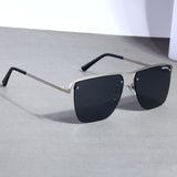 Heldish. Silver Black Square Sunglasses